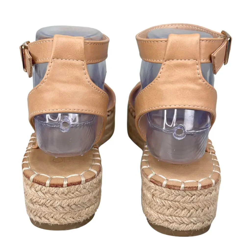 Catherine Malandrino Semiy Platform Sandals 6 Beige Ankle Strap